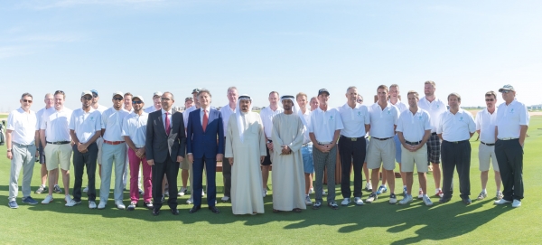 Sheikh Humaid with golfers at AZGC opening.jpg
